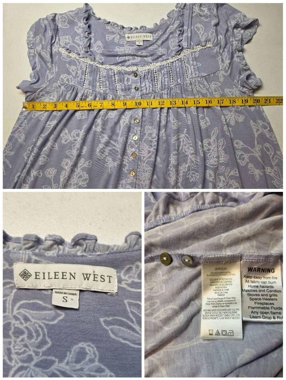 Eileen West Cornflower Toile Modal Jersey Cap Sleeve Waltz Nightgown - Picture 12 of 13